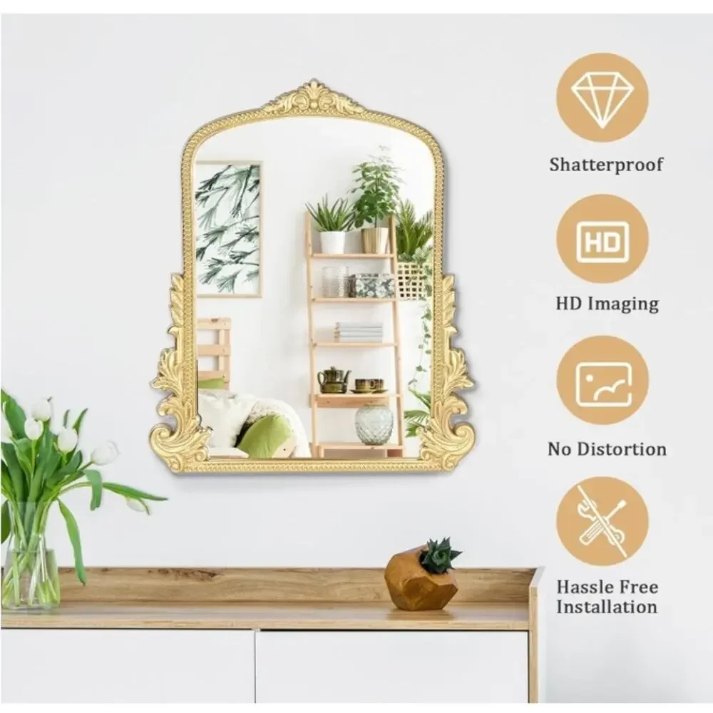 Willannals Vintage Gold Arched Wall Vanity Mirror 17x12 Open Box